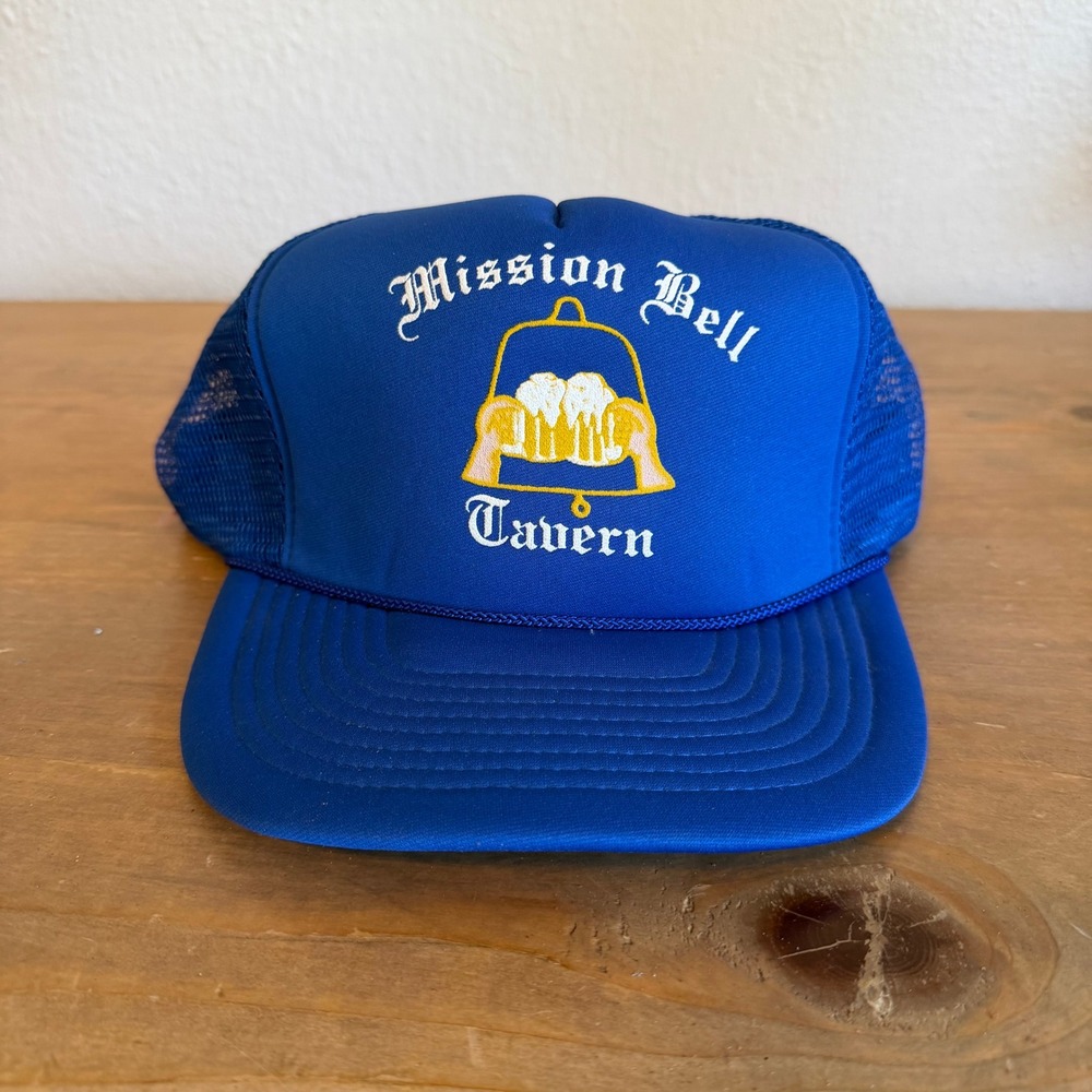 Vintage Mission Bell Tavern Trucker Hat Blue The Cincy Cap Snapback‎ Mesh Foam